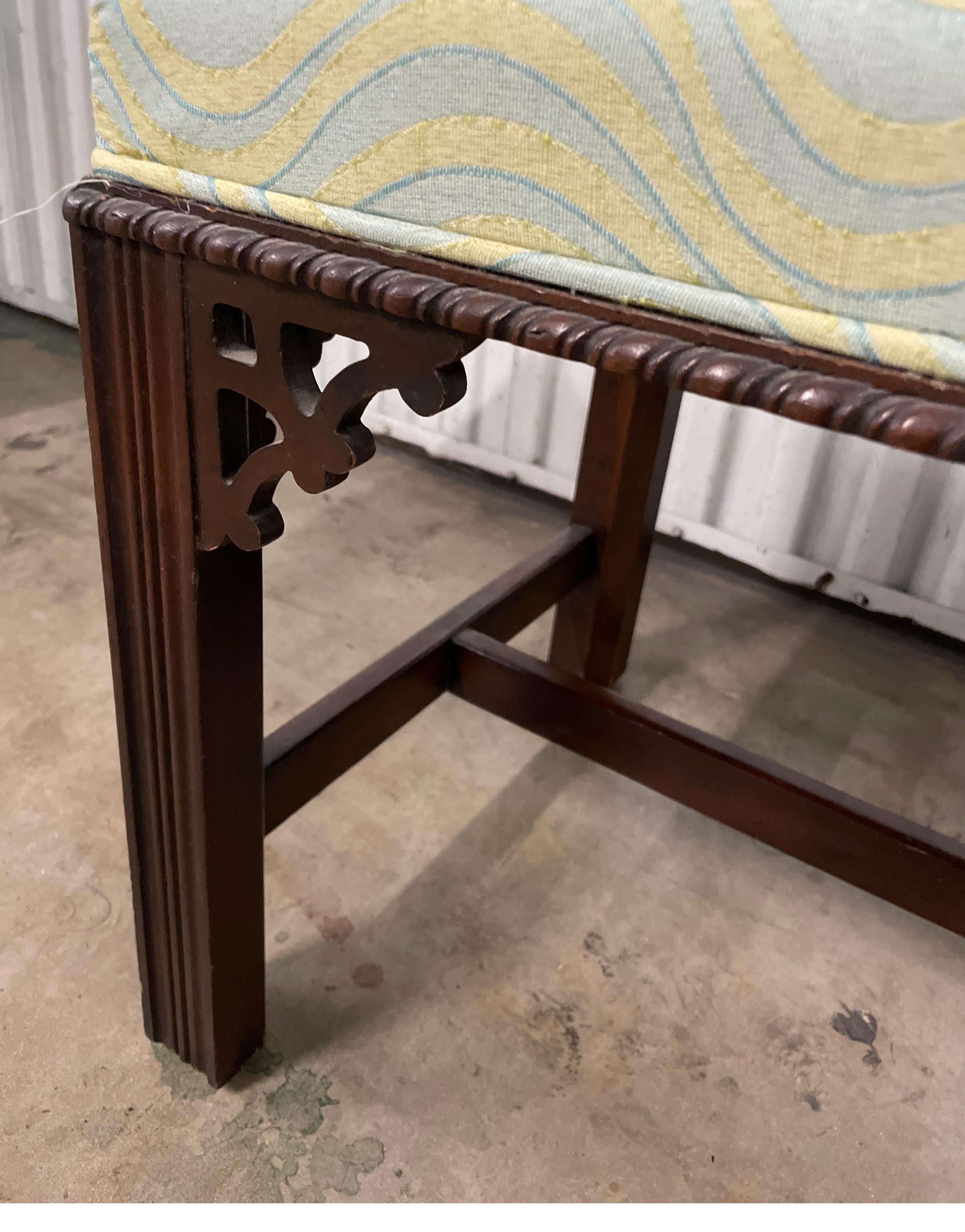 Fabric Chinese Chippendale Style Bench