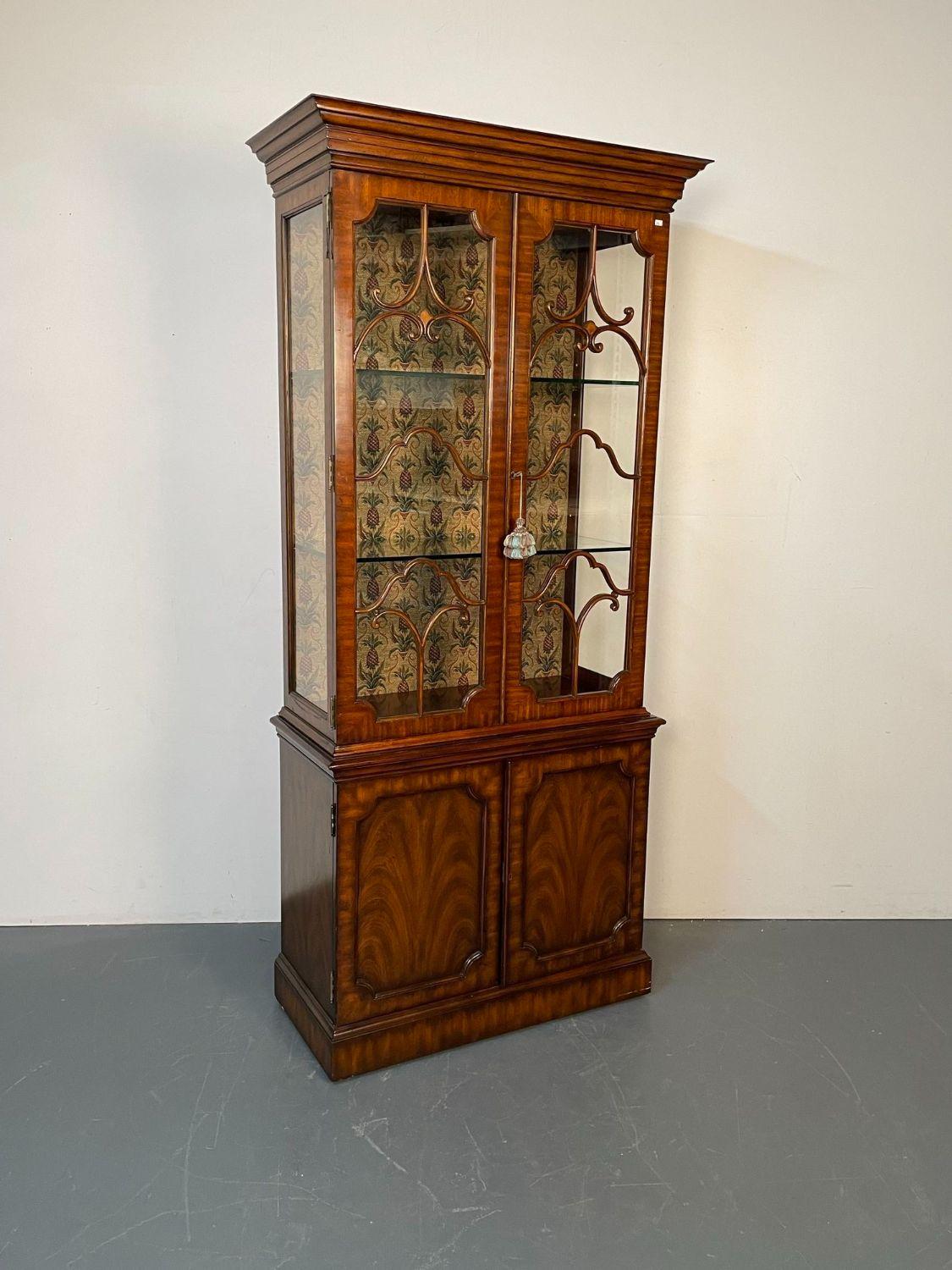 Philippine Chinese Chippendale Style Bookcases, Showcase Cabinets, Mahogany, Maitland Smith