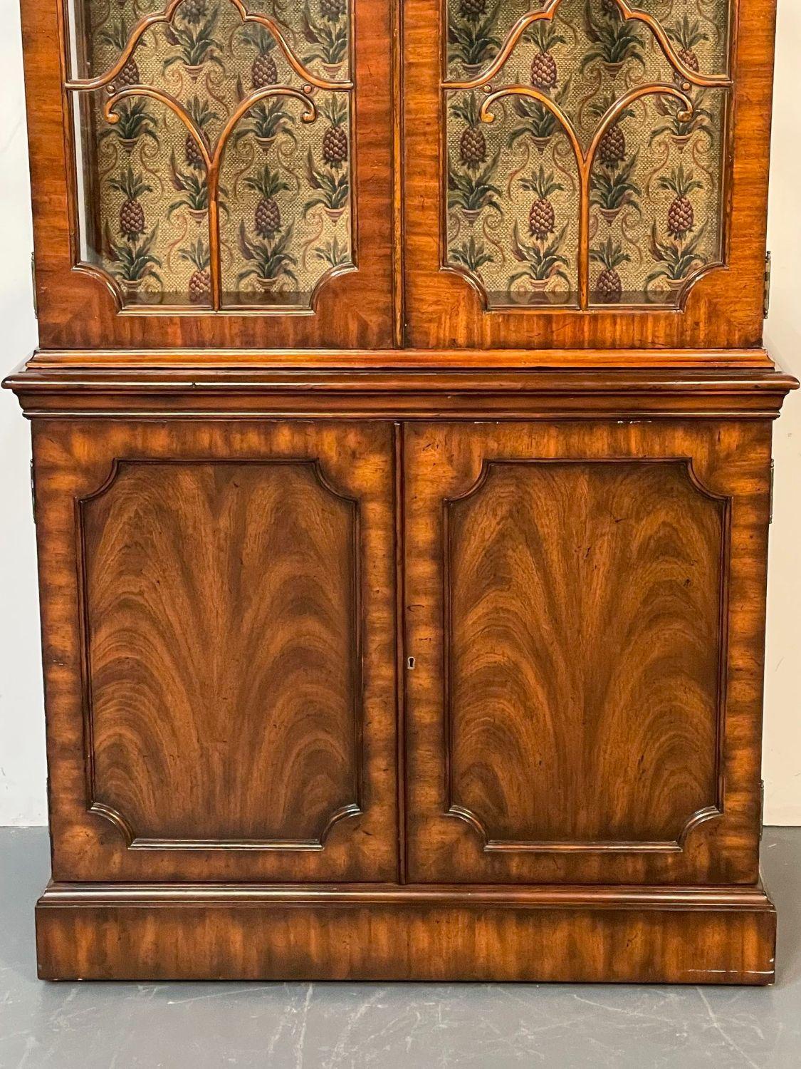 Chinese Chippendale Style Bookcases, Showcase Cabinets, Mahogany, Maitland Smith 3