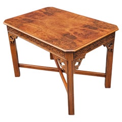 Chinese Chippendale Style Burlwood and Mahogany Side Table