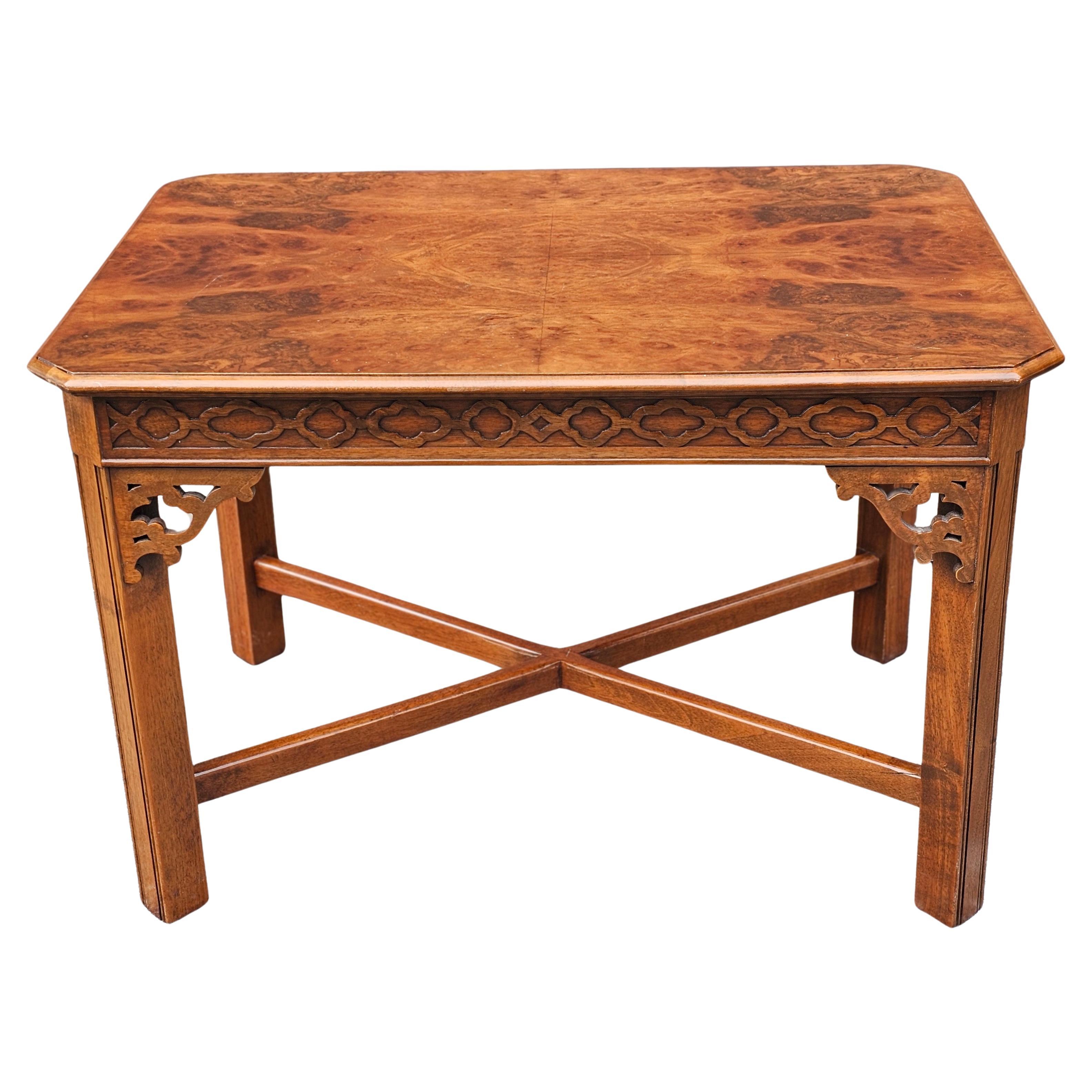Chinese Chippendale Style Burlwood and Mahogany Side Table For Sale