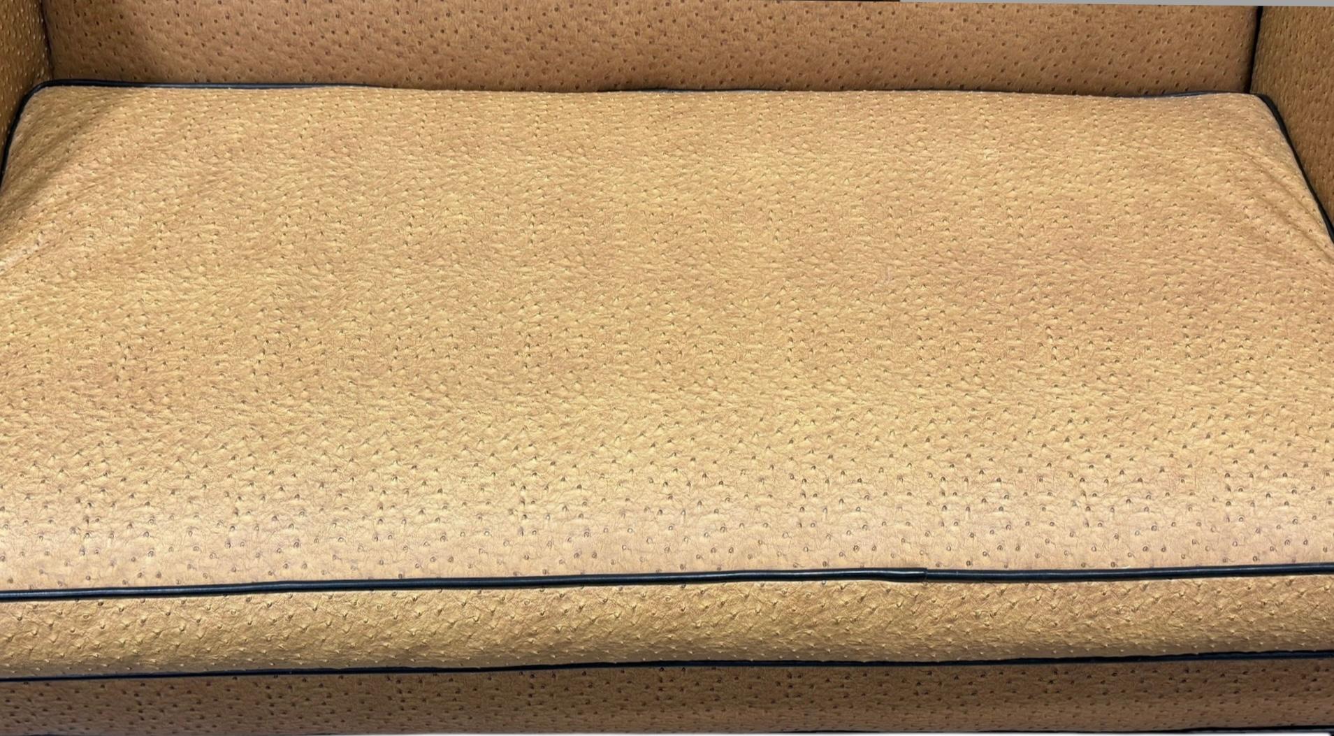 20th Century Chinese Chippendale Style Camelback Settee In Ostrich Leather For Sale