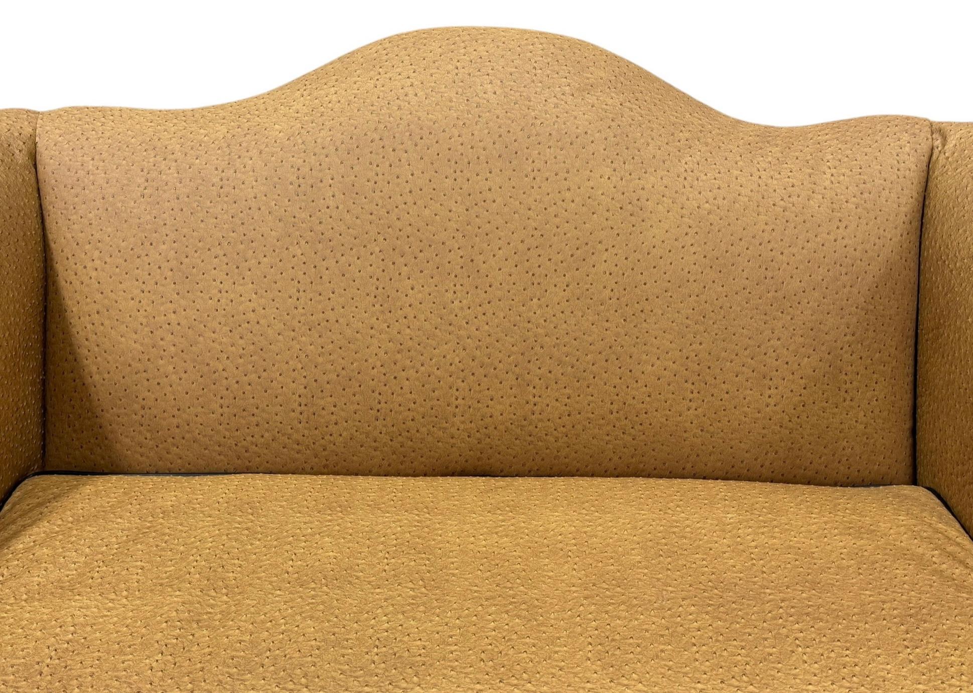 Chinese Chippendale Style Camelback Settee In Ostrich Leather For Sale 1