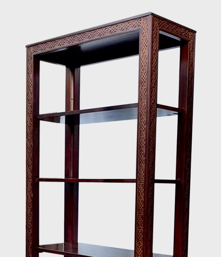 Chinese Chippendale Style Carved Mahogany Etagere - A Pair For Sale 1