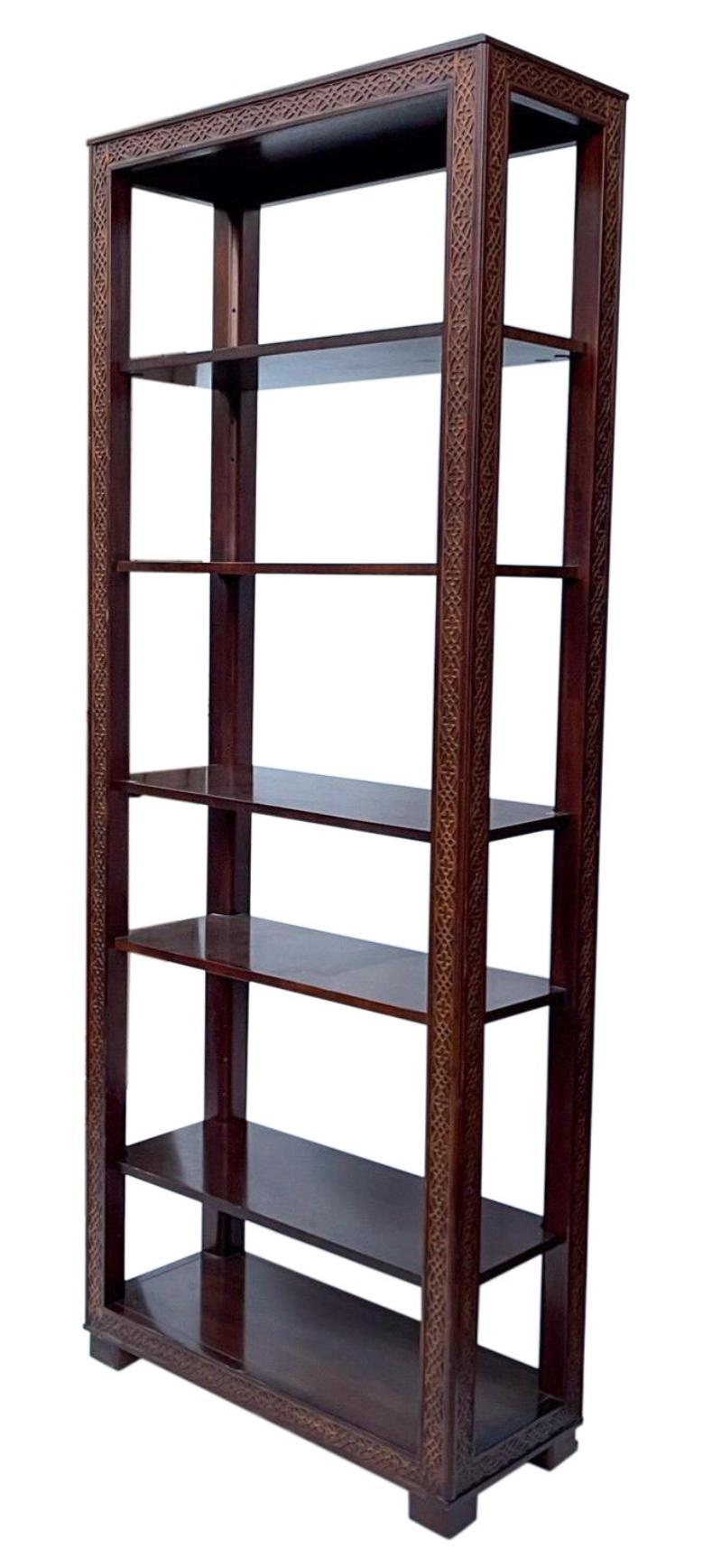 Chinese Chippendale Style Carved Mahogany Etagere - A Pair For Sale 2