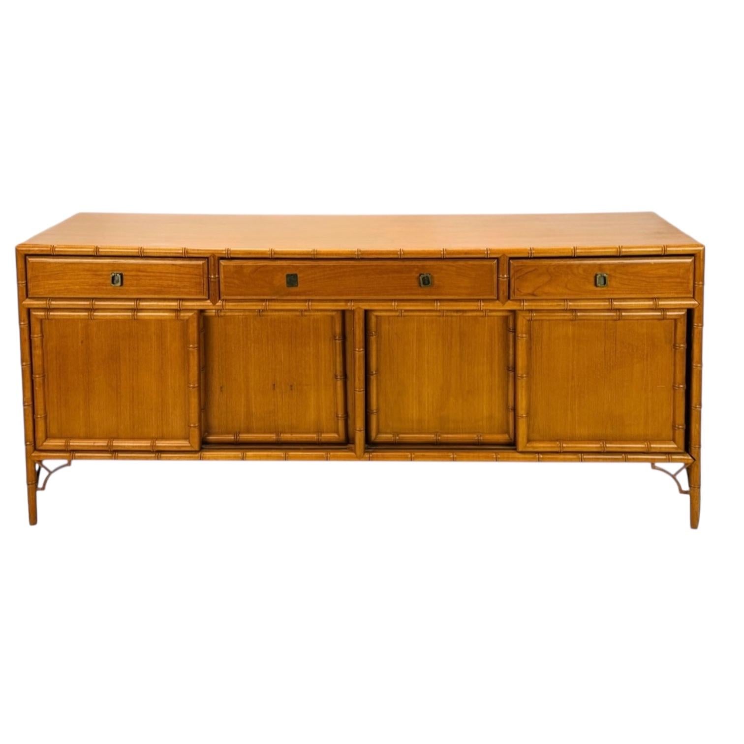 North American Chinese Chippendale Style Carved Maple Sideboard / Credenza / Cabinet For Sale