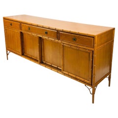 Chinese Chippendale Style Carved Maple Sideboard / Credenza / Cabinet