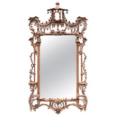 Chinese Chippendale Style Carved Mirror with Wood Bells, Possibly La Barge