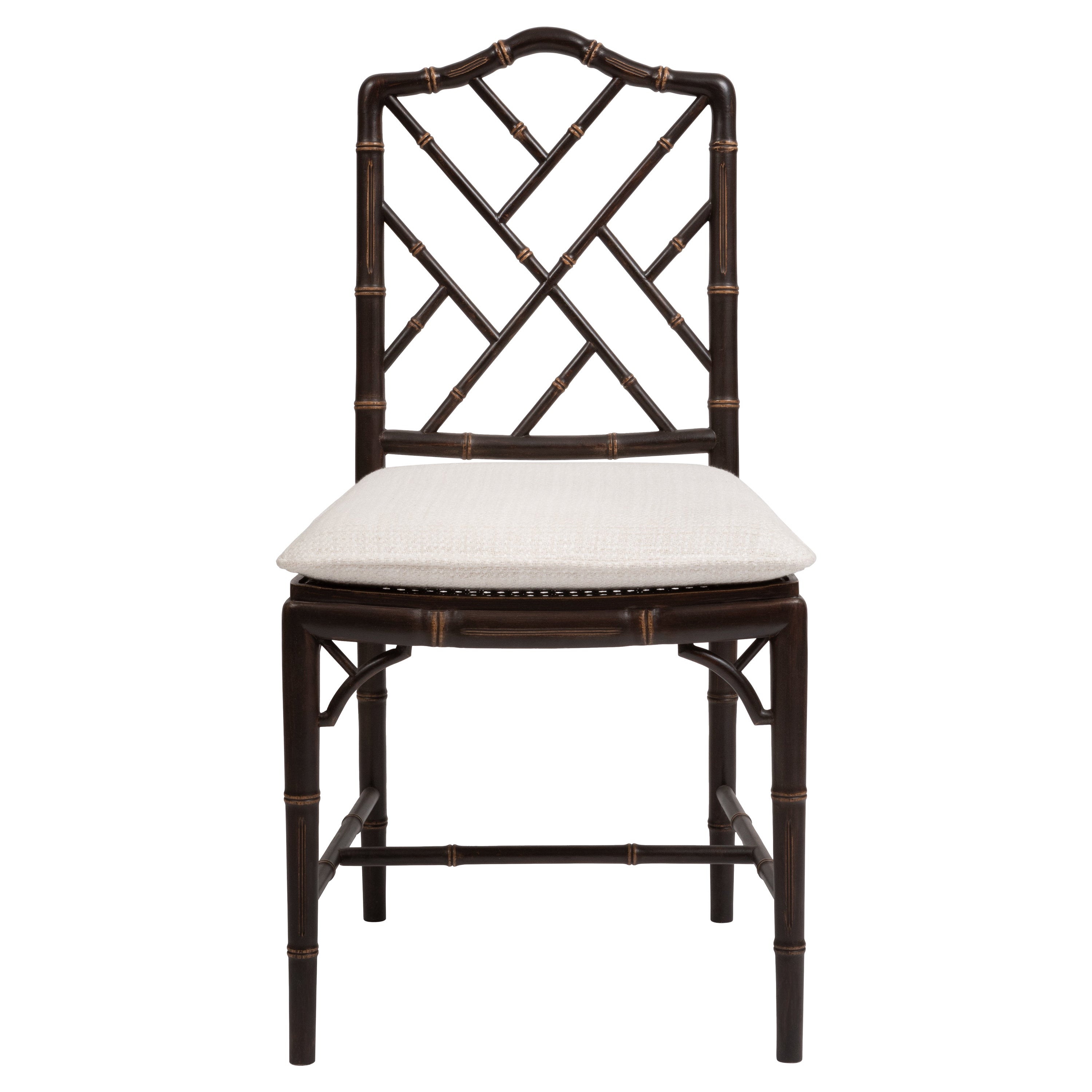 Chinese Chippendale Style Chair, Wood Frame, Caned Seat, Made in Italy For Sale