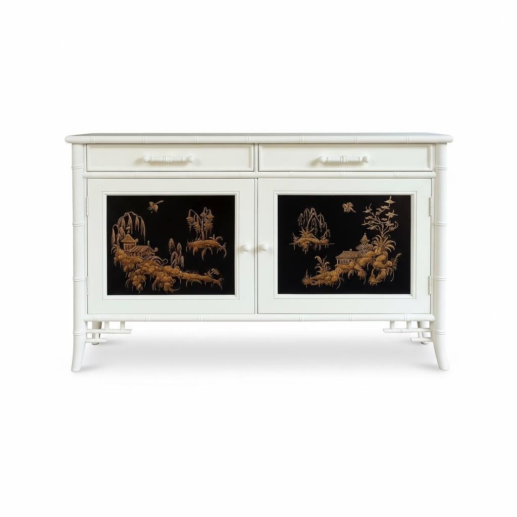 Cabinet in bambù finto in stile Chippendale cinese di Century Furniture in vendita 3