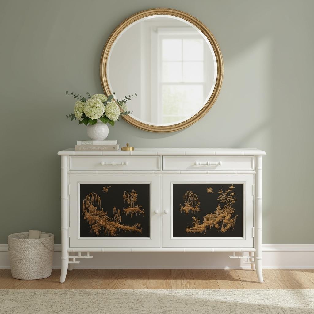 Cabinet in bambù finto in stile Chippendale cinese di Century Furniture in vendita 4