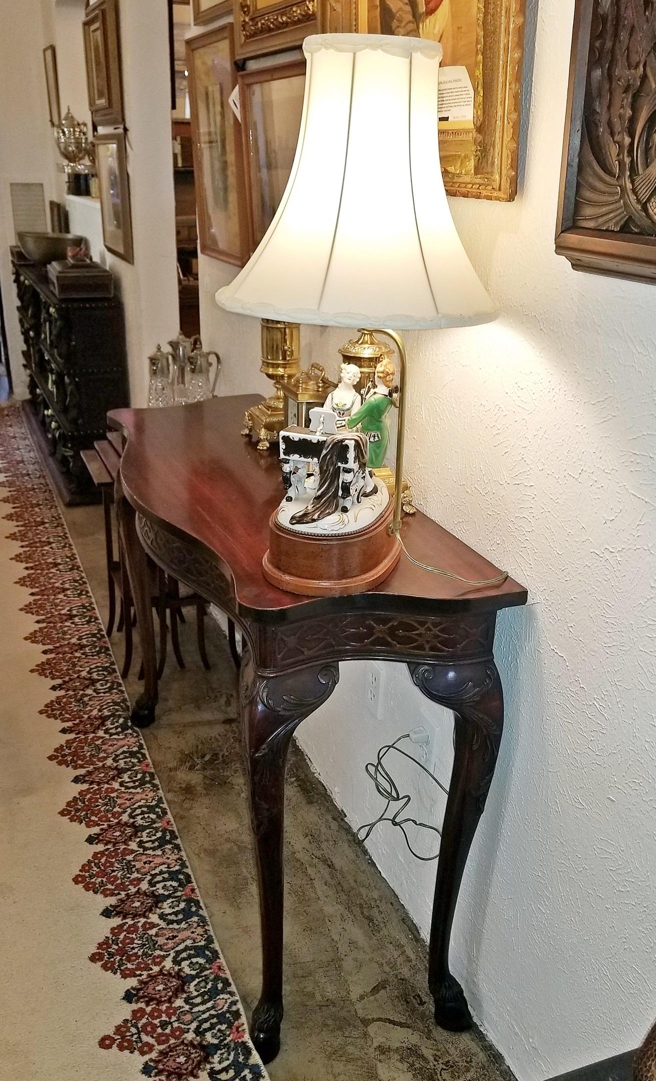 Chippendale Style Console Table with Hoof Feet For Sale 5