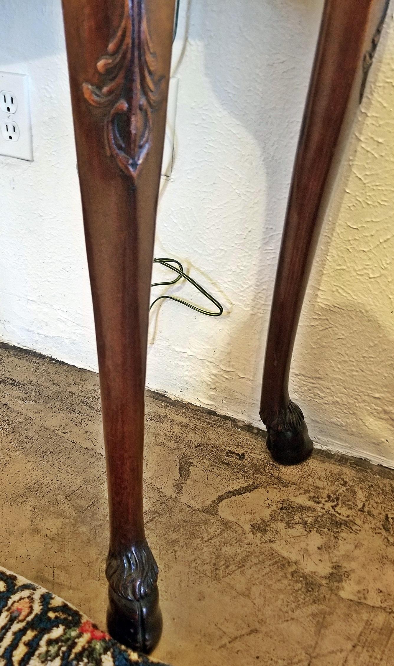 Chippendale Style Console Table with Hoof Feet In Good Condition For Sale In Dallas, TX