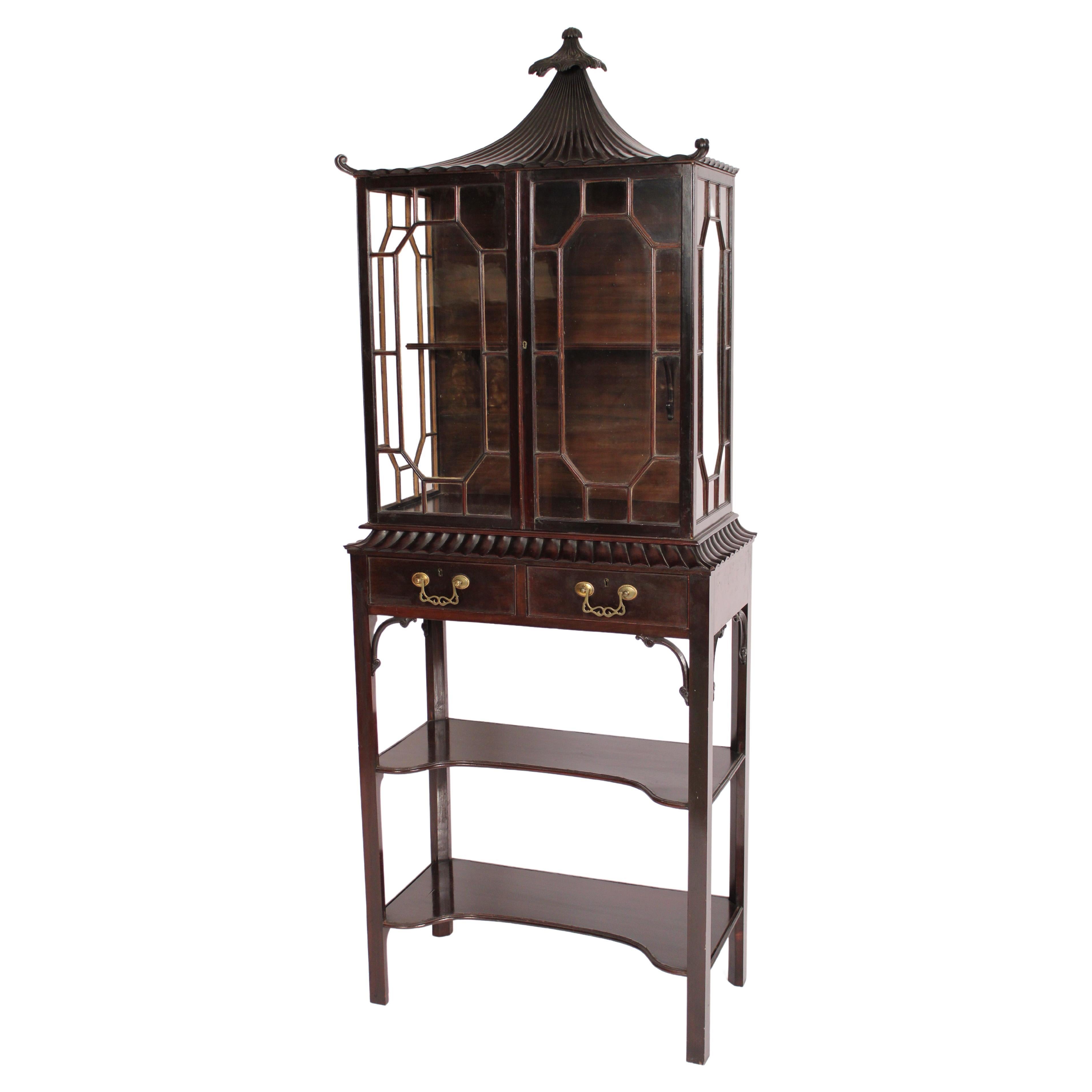 Chinese Chippendale Style Display Cabinet For Sale