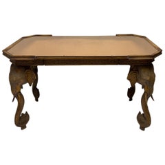 Vintage Chinese Chippendale Style Elephant Form Desk Attributed To Gampel-Stoll