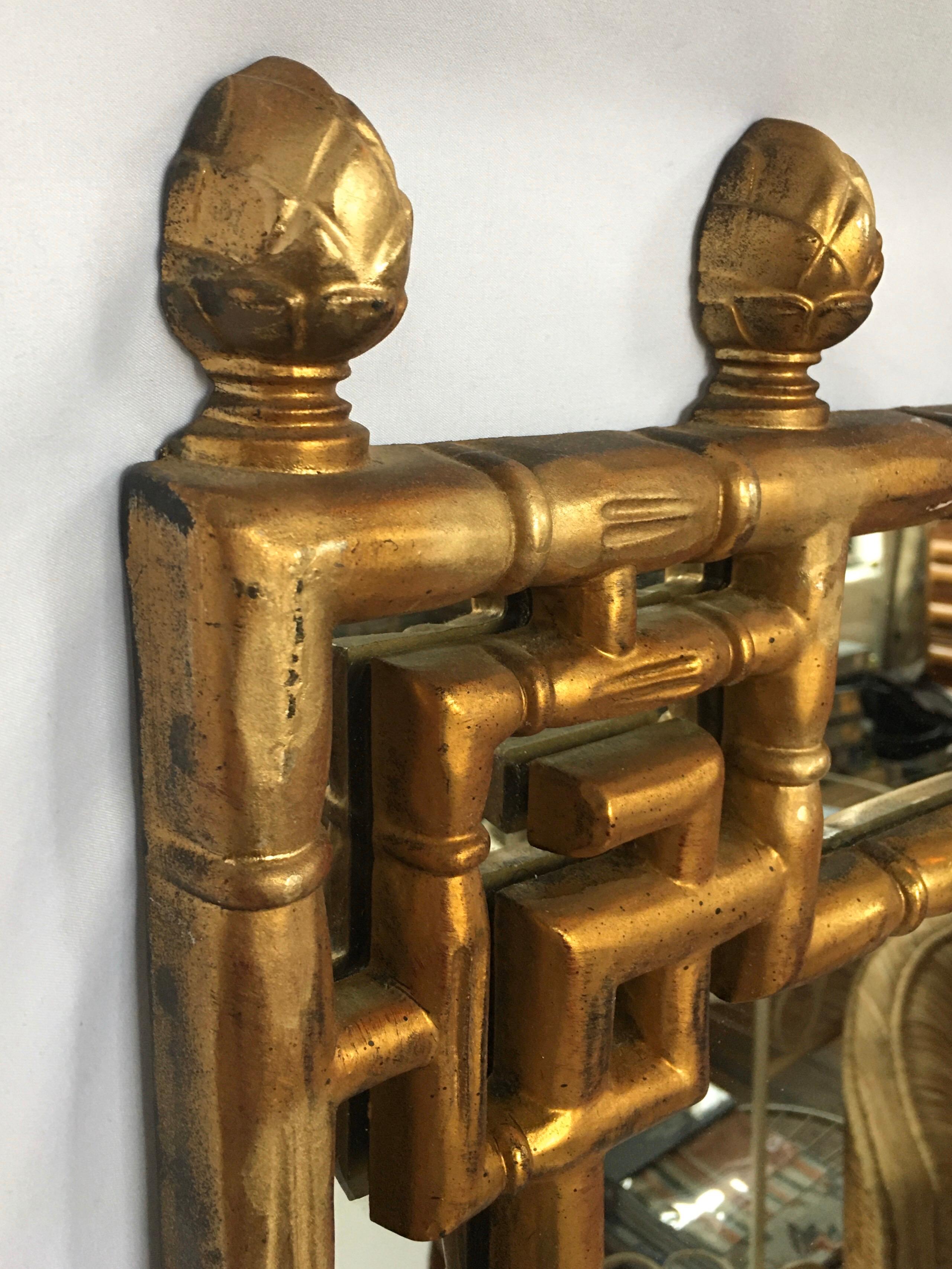 gold faux bamboo mirror