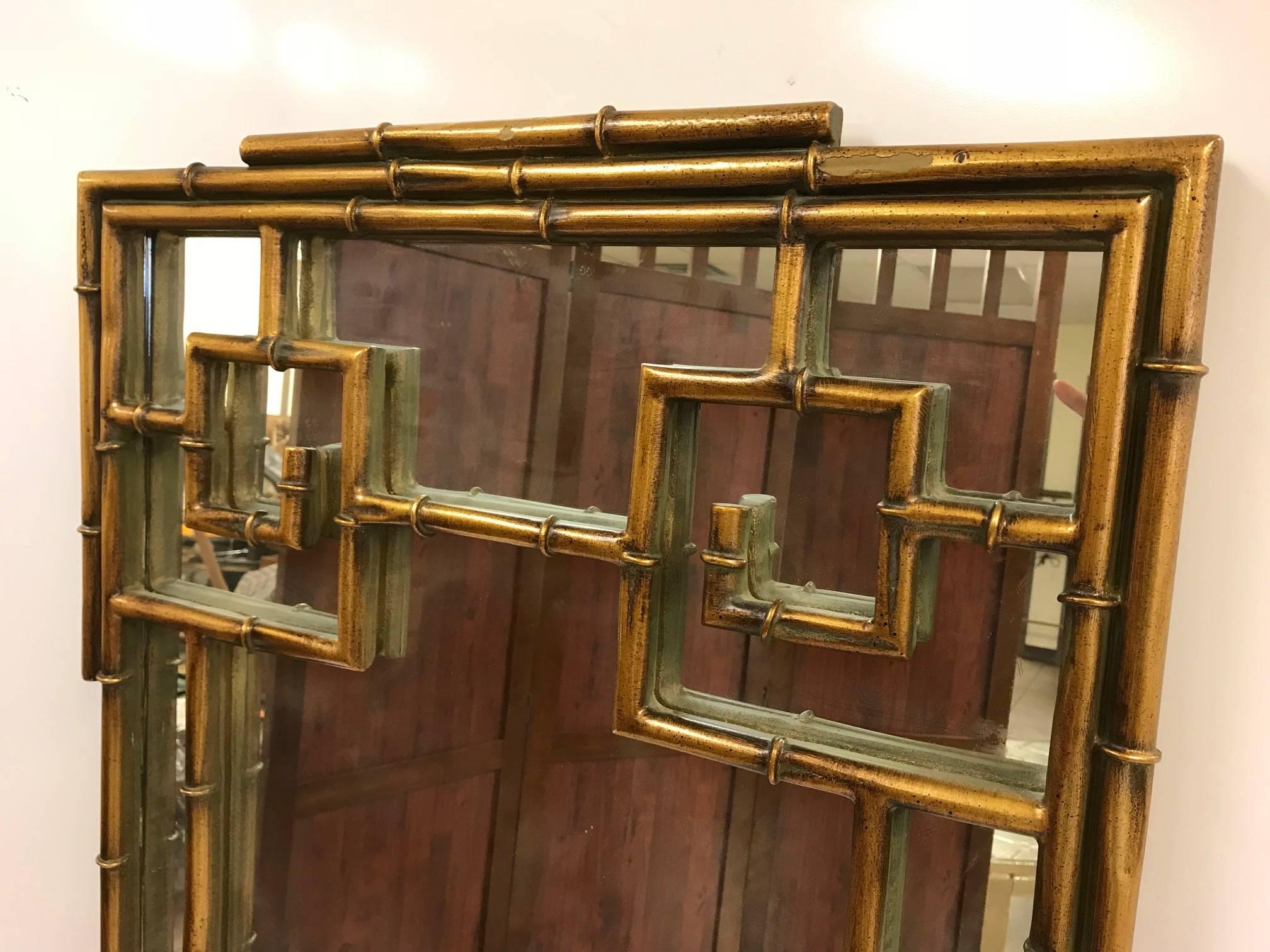 navy bamboo mirror
