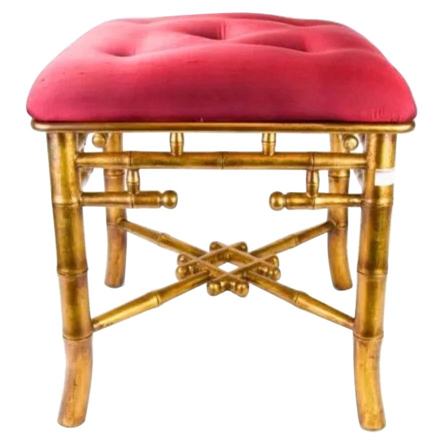 Chinese Chippendale Style Faux Bamboo Stool For Sale