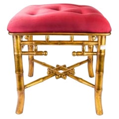 Chinese Chippendale Style Faux Bamboo Stool