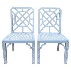 Chinese Chippendale Style Fretwork Armchairs, Pair
