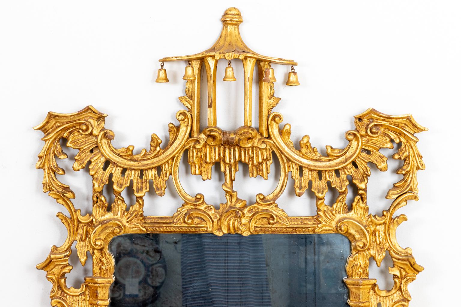Chinese Chippendale Style Gilt and Gesso Mirror In Good Condition In Stamford, CT
