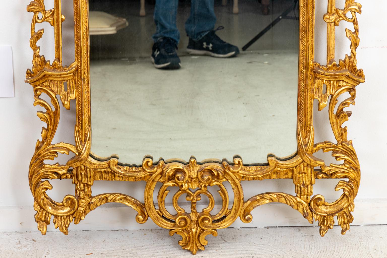 20th Century Chinese Chippendale Style Gilt and Gesso Mirror
