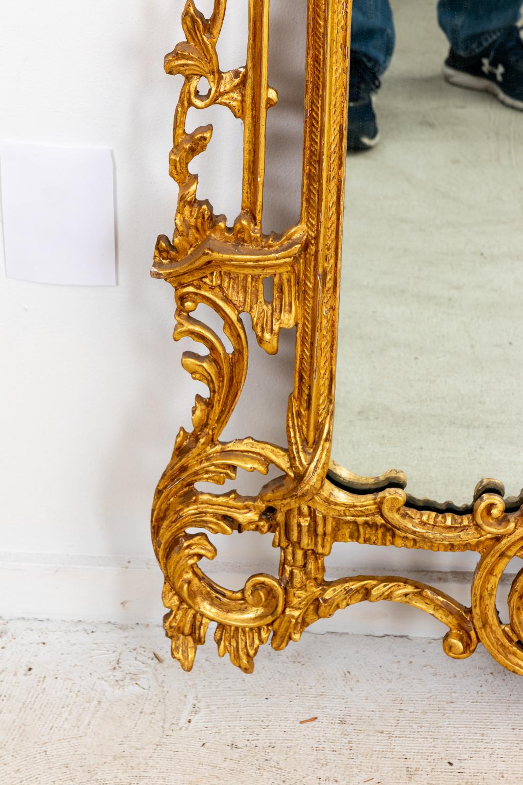 Chinese Chippendale Style Gilt and Gesso Mirror 5