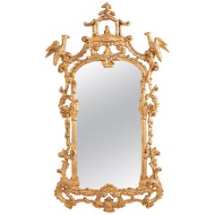 Chinese Chippendale Style Gilt Pagoda Mirror with Hoho Birds
