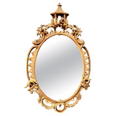 Chinese Chippendale Style Gilt Wood Mirror, 19th C.