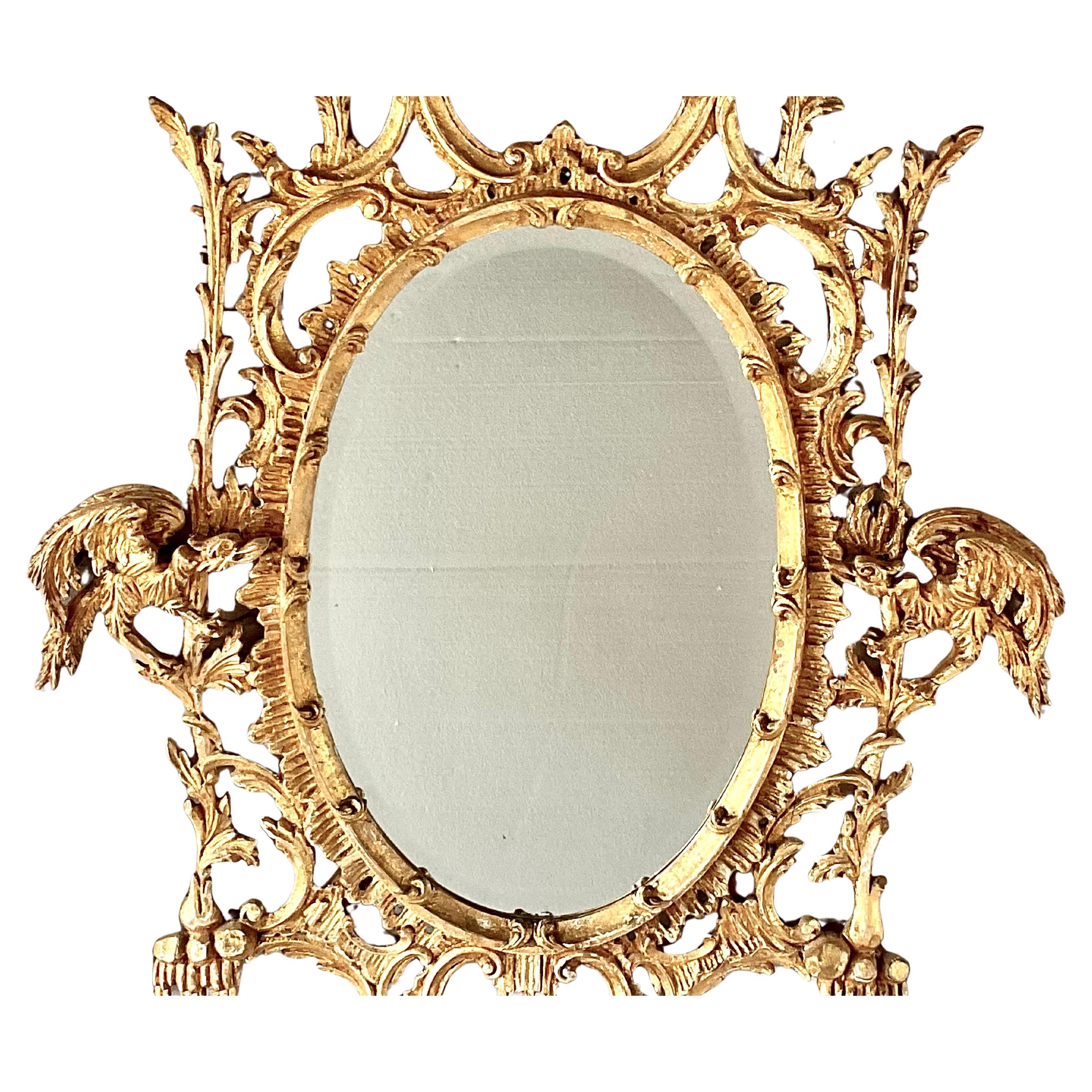 Chippendale cinese Specchio cinese in legno dorato in stile Chippendale in vendita