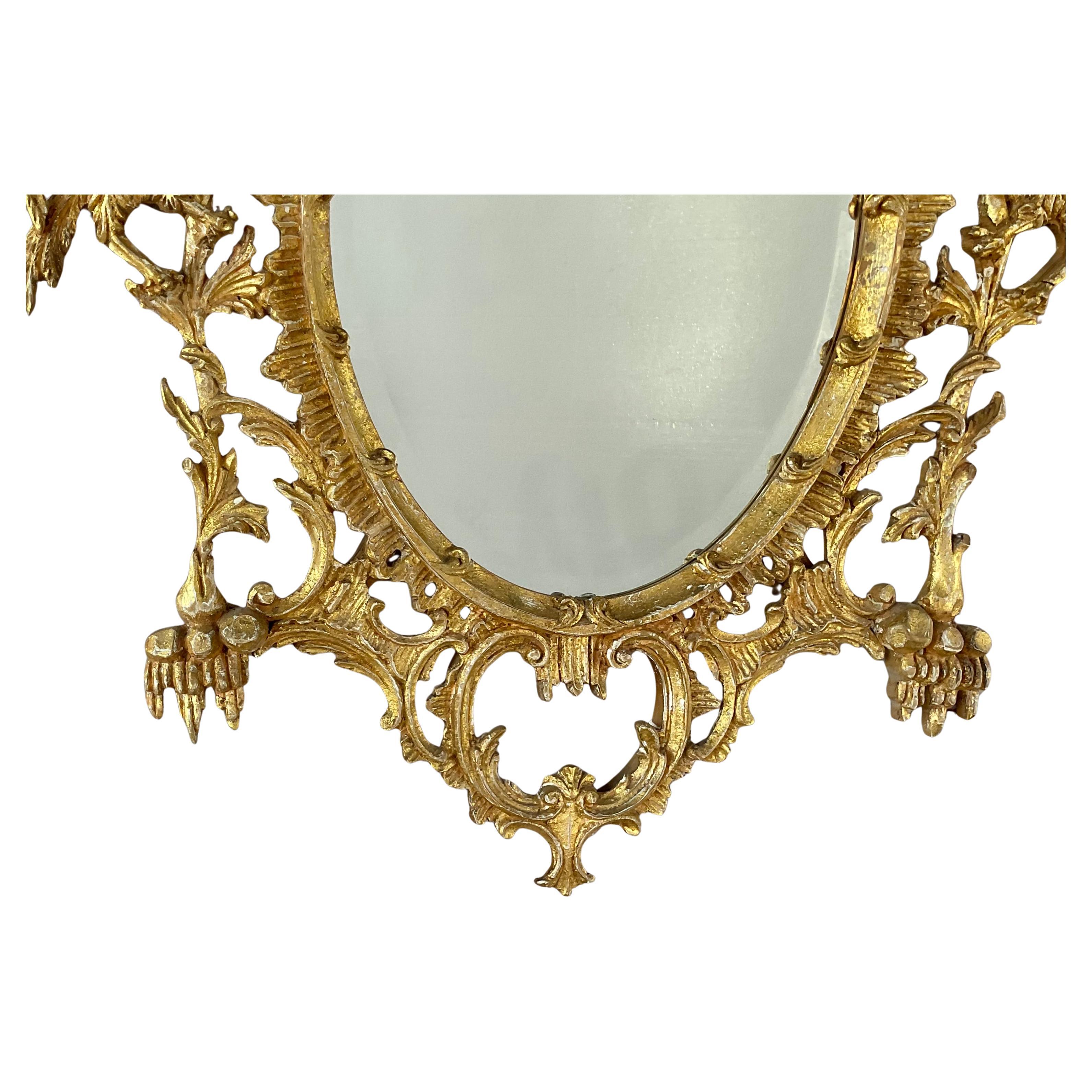 Italiano Specchio cinese in legno dorato in stile Chippendale