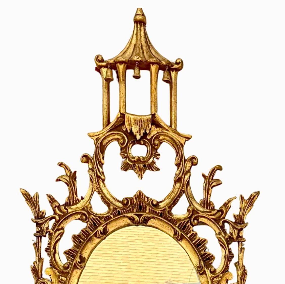 Specchio cinese in legno dorato in stile Chippendale In condizioni buone a Bradenton, FL