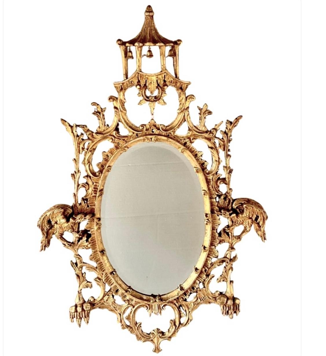 Specchio cinese in legno dorato in stile Chippendale in vendita 1