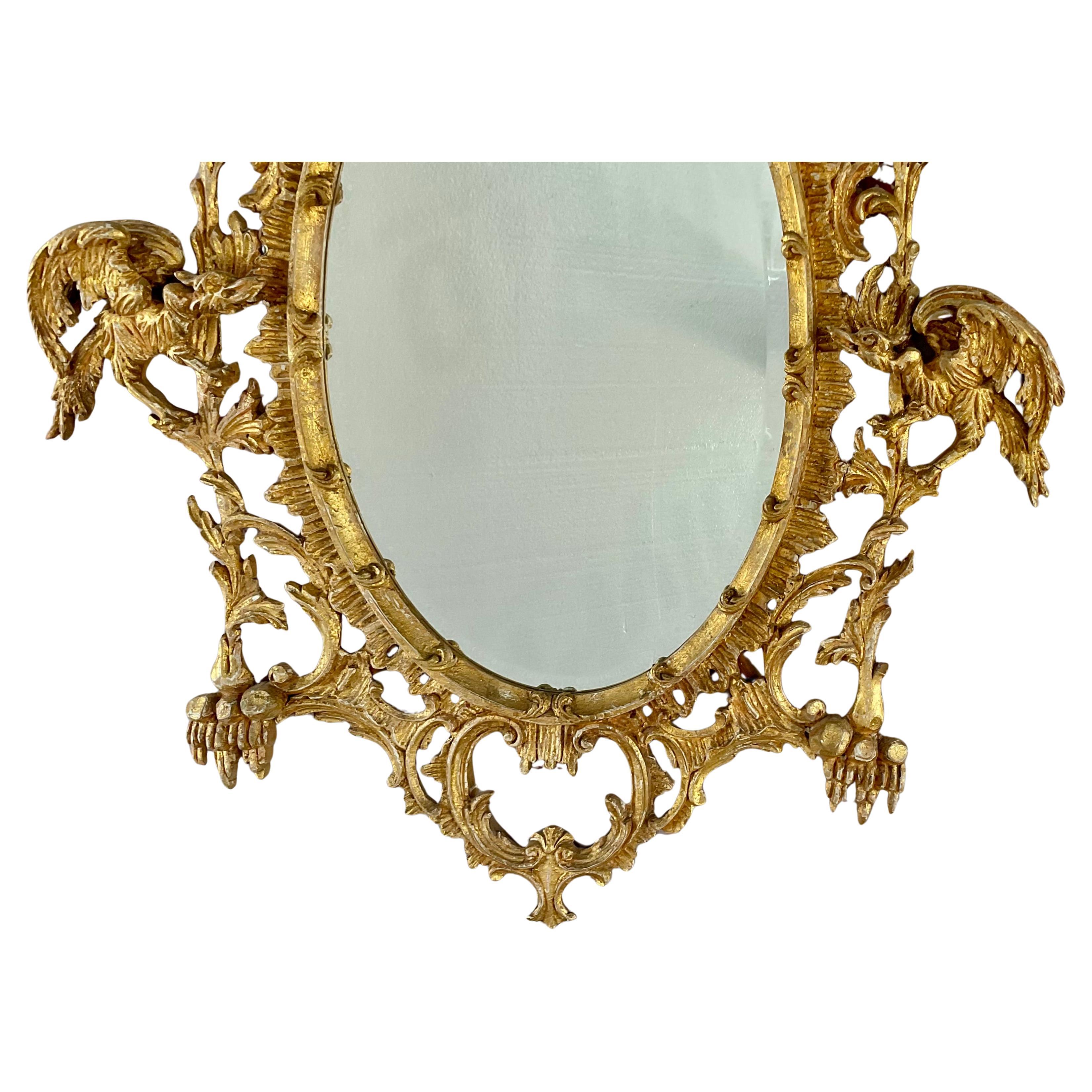Legno Specchio cinese in legno dorato in stile Chippendale