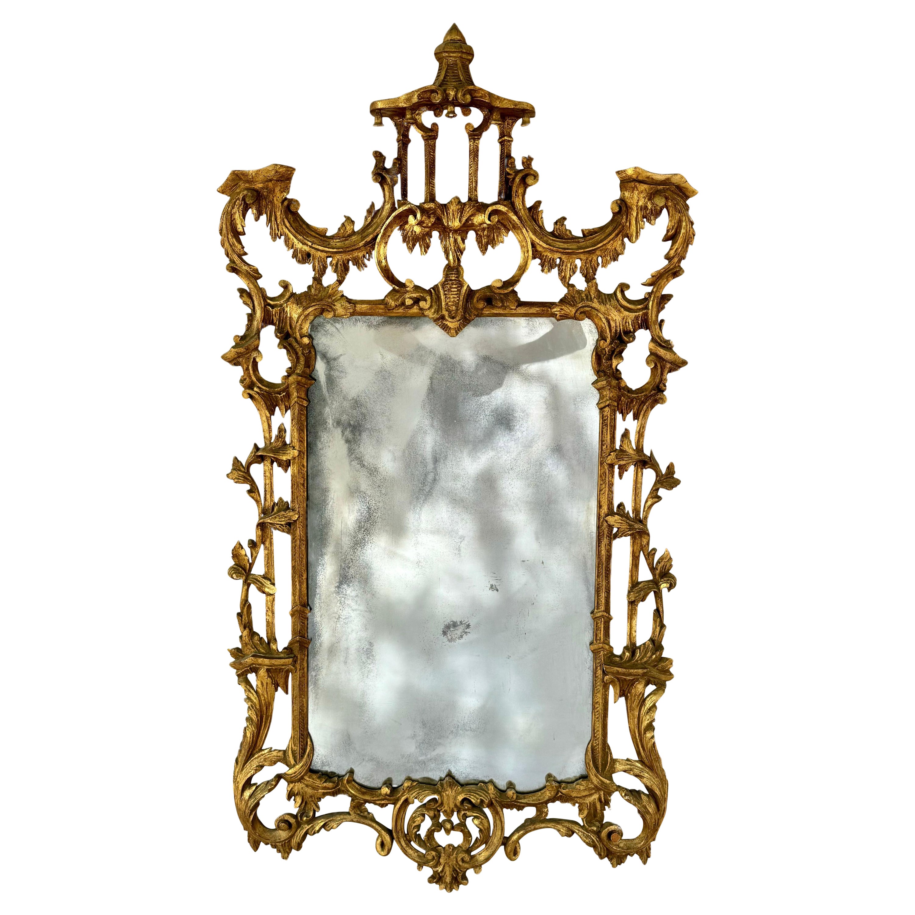 Chinese Chippendale Style Giltwood Mirror