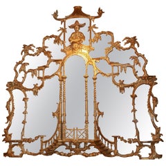 Chinese Chippendale Style Giltwood Mirror