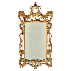 Vintage Chinese Chippendale Style Giltwood Mirror