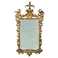 Chinese Chippendale Style Giltwood Mirror with Hoho Birds