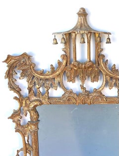 Chinese Chippendale Style Giltwood Pagoda Form Mirror