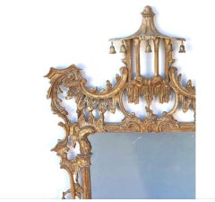 Chinese Chippendale Style Giltwood Pagoda Form Mirror