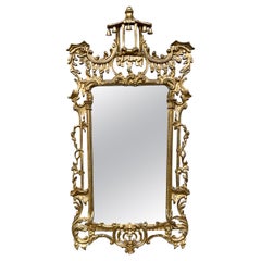 Chinese Chippendale Style Italian Giltwood Pagoda Form Mirror