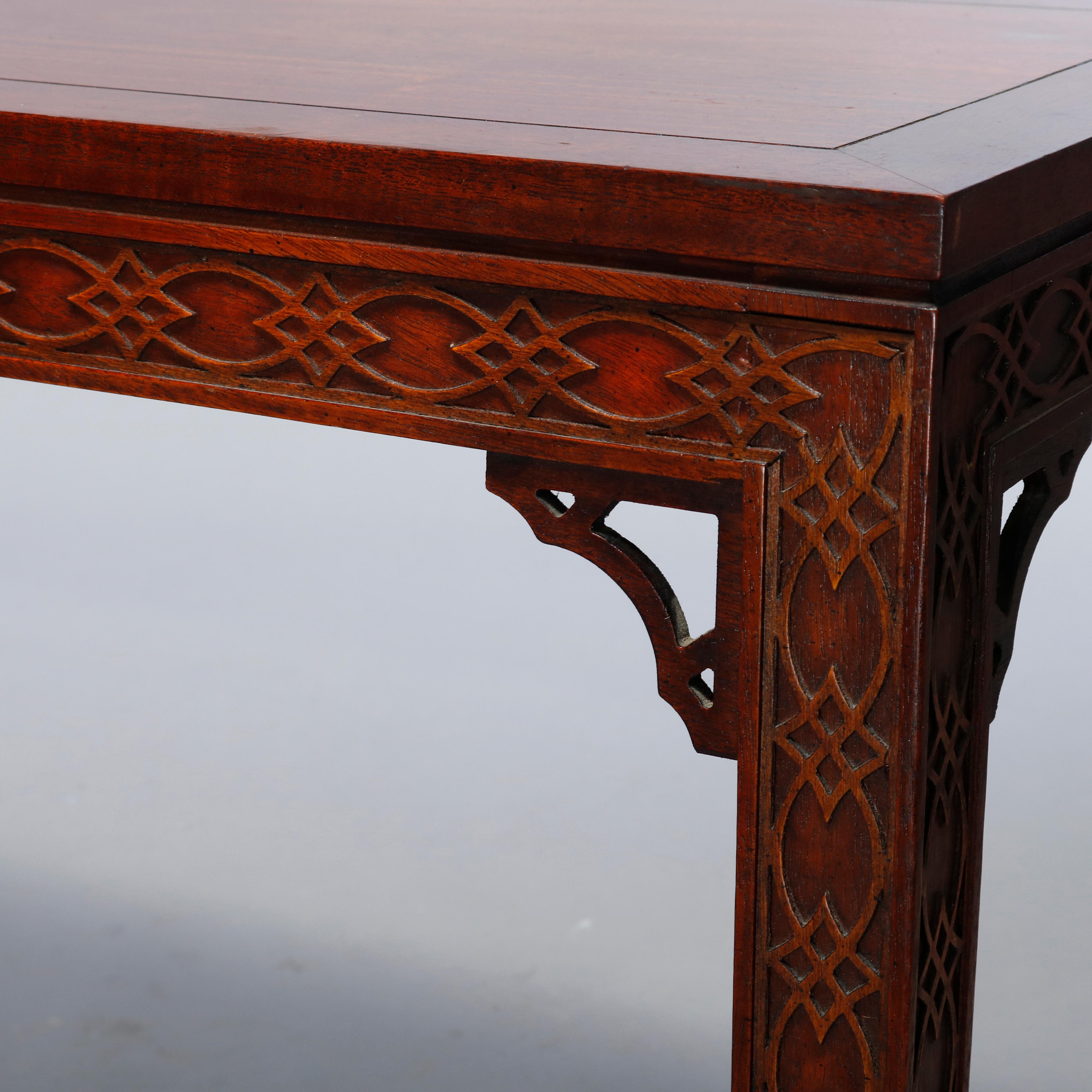 Chinese Chippendale Style Kindel Mahogany Sofa Table, 20th Century In Good Condition In Big Flats, NY