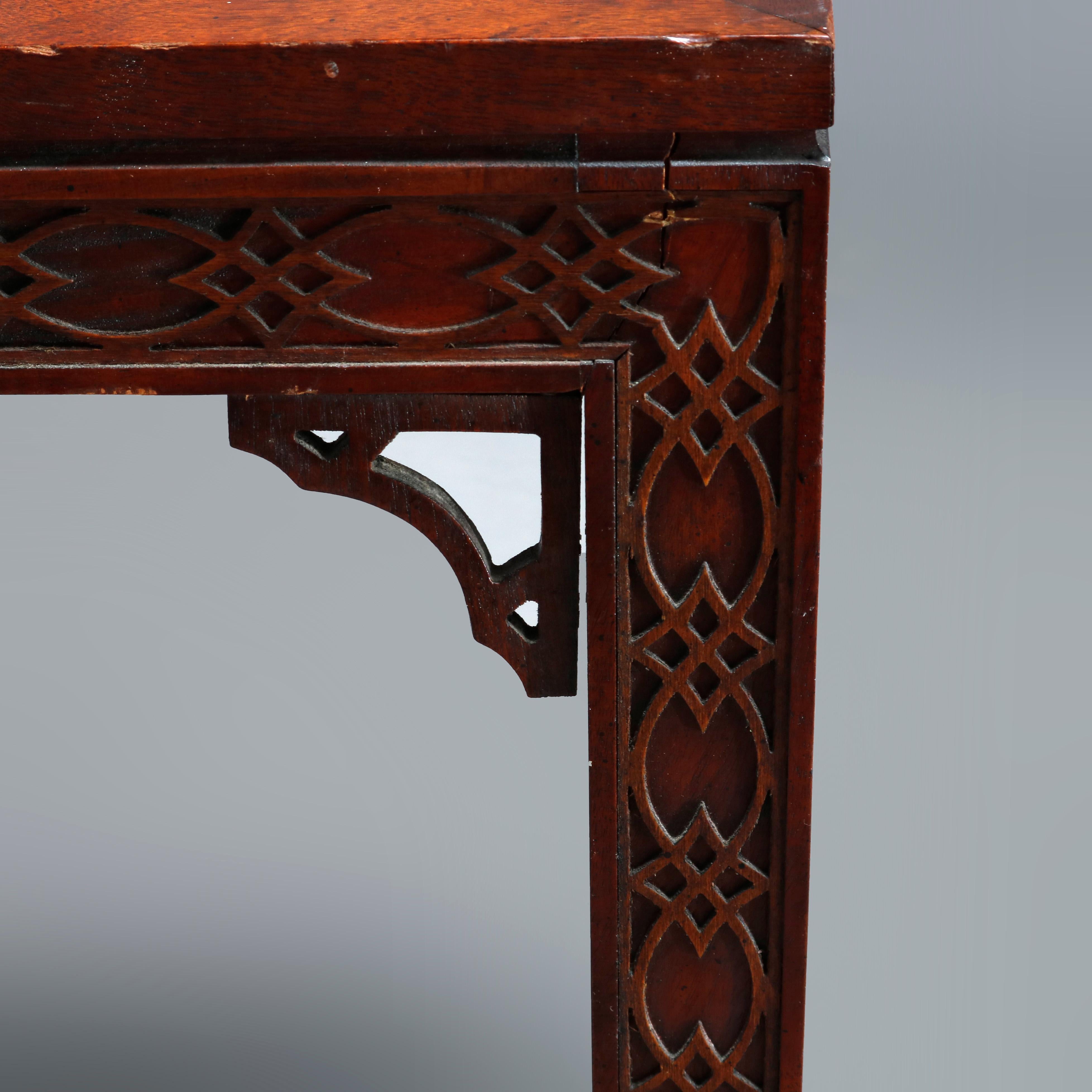 Wood Chinese Chippendale Style Kindel Mahogany Sofa Table, 20th Century