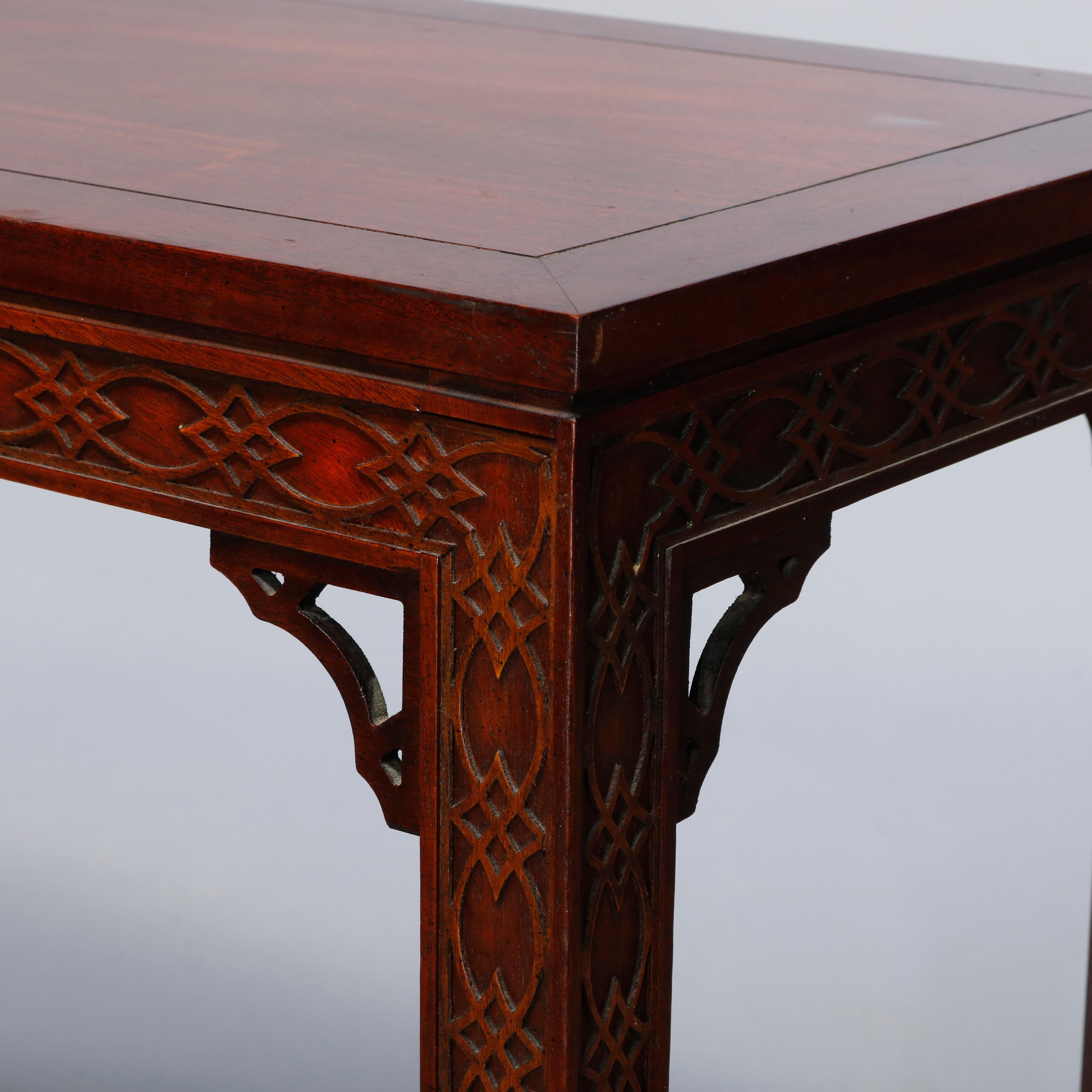 Chinese Chippendale Style Kindel Mahogany Sofa Table, 20th Century 1
