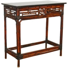 Chinese Chippendale Style Lacquered Bamboo Console Table