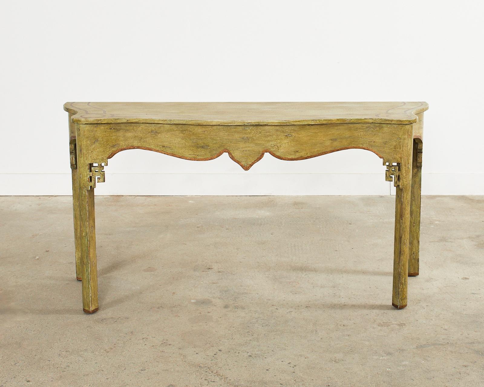 American Chinese Chippendale Style Lacquered Console by Minton-Spidell