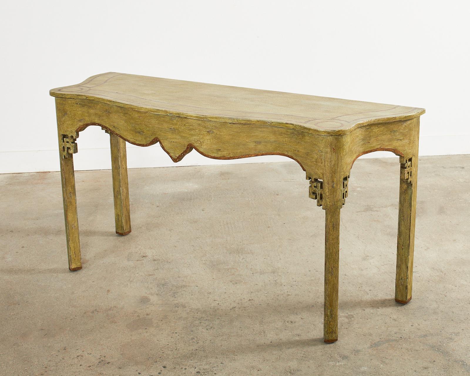 Chinese Chippendale Style Lacquered Console by Minton-Spidell In Good Condition In Rio Vista, CA