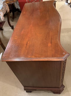 Chinese Chippendale Style Mahogany Chest with Bracket Base & Canted Corners