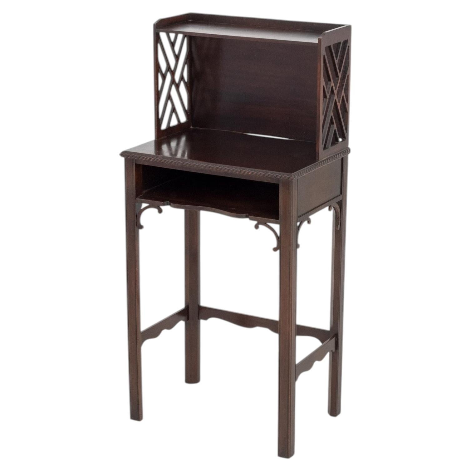 Chinese Chippendale Style Mahogany Desk, Pierced Fretwork Design