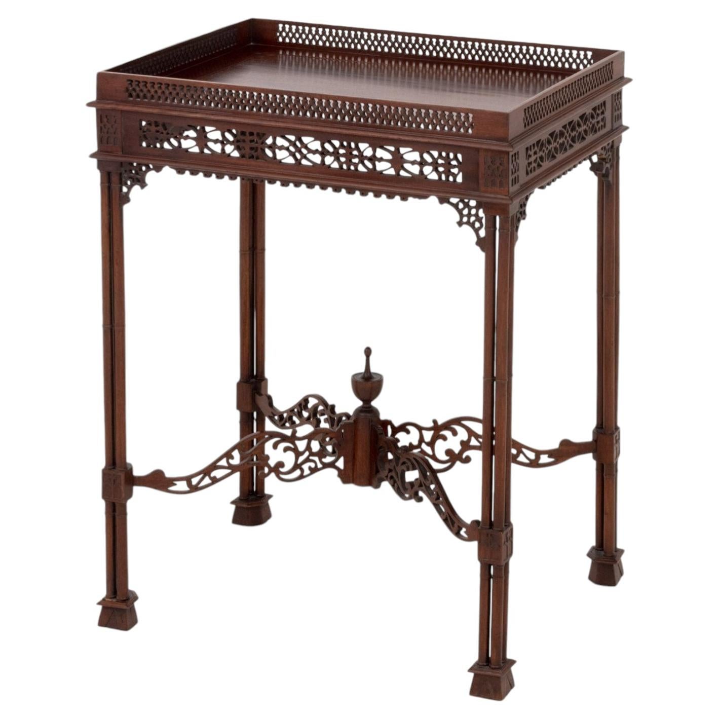 Chinese Chippendale Style Mahogany Silver Table